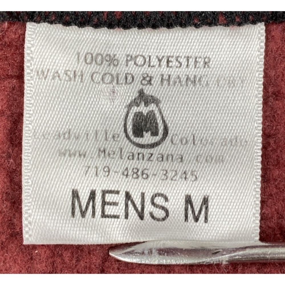Melanzana Grid Fleece 1/2 Zip Pullover Men's Medium Maroon USA Made - Picture 6 of 6